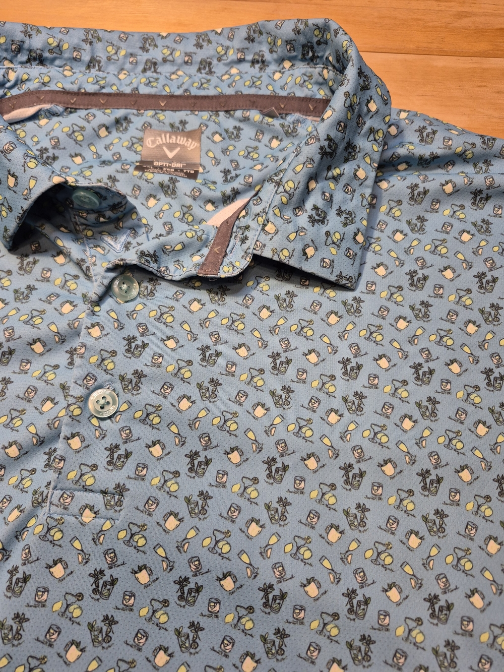 Callaway Men’s Light Blue Patterned Polo Golf Shirt 3959
